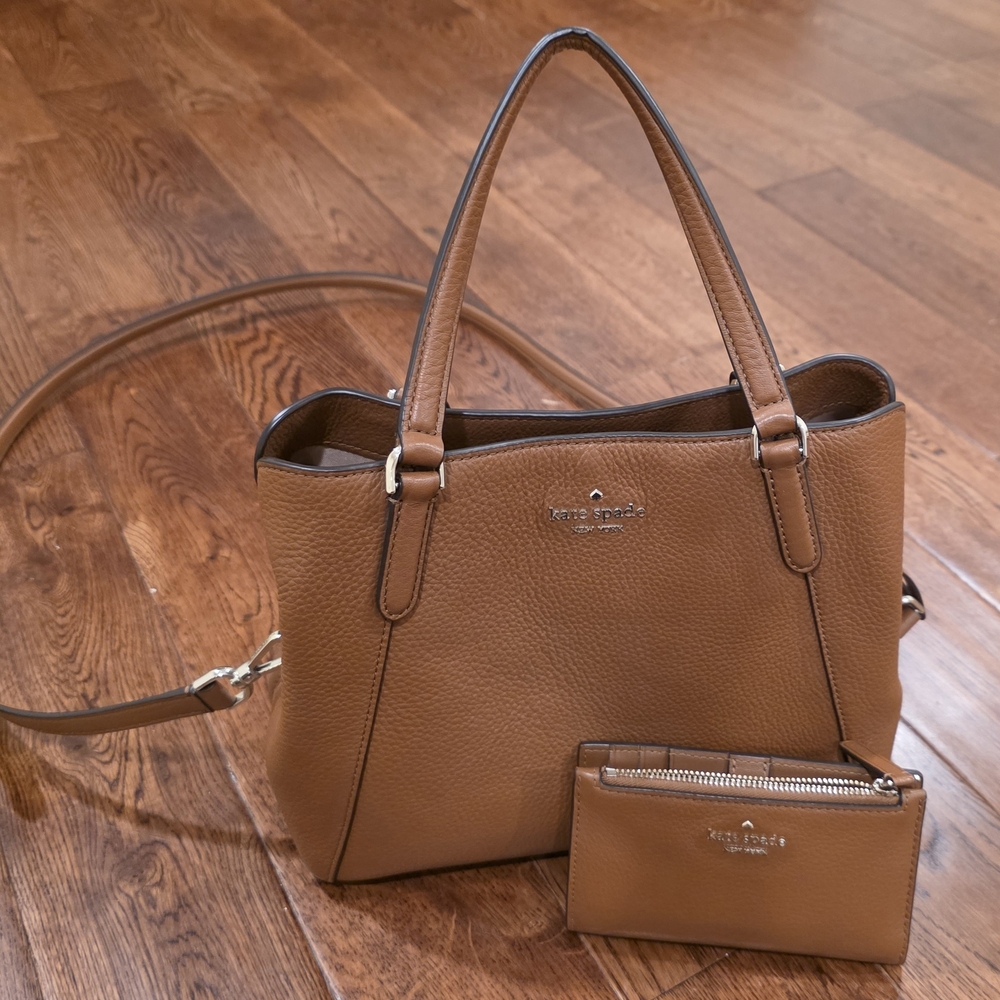 kate spade Tan Leather Tote with Wristlet